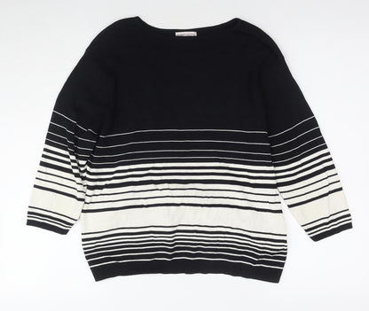 Bonmarche Women's Black and White Striped Tunic, Size L