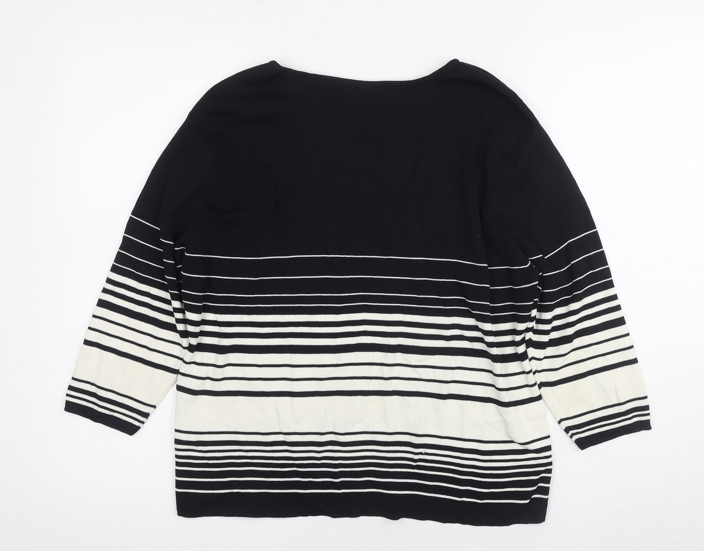 Bonmarche Women's Black and White Striped Tunic, Size L