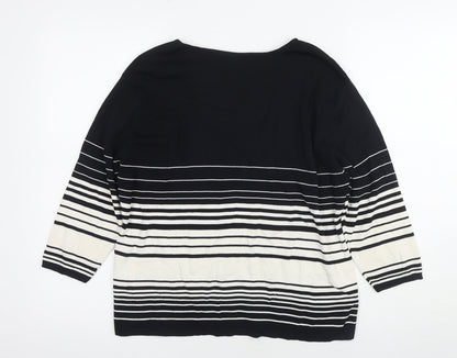 Bonmarche Women's Black and White Striped Tunic, Size L