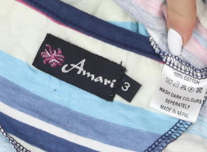 Anokhi Women's Multicoloured Striped Sleeveless Dress Size 3