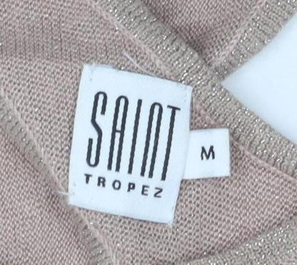 Womens UK Size M SAINT TROPEZ Beige Camisole Blouse