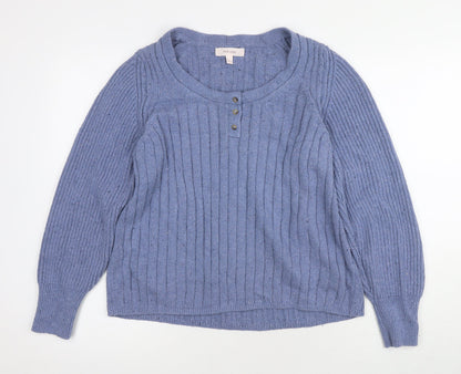 Womens UK Size L Marks and Spencer Purple Henley Jumper