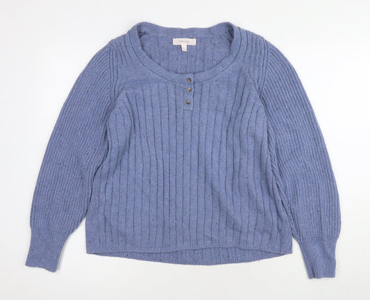 Womens UK Size L Marks and Spencer Purple Henley Jumper