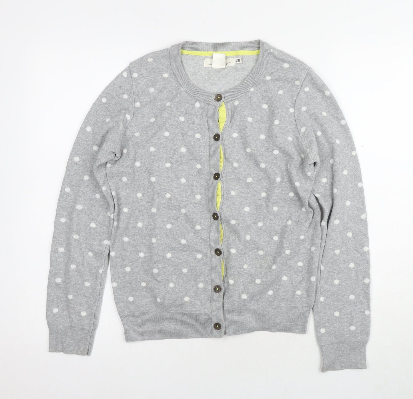 H&M Girls Grey Polka Dot Cardigan Jumper Size 14