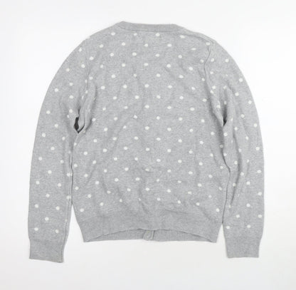 H&M Girls Grey Polka Dot Cardigan Jumper Size 14