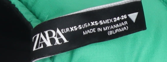 Womens UK Size XS Zara Green Puffer Jacket