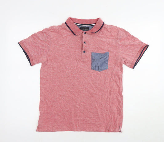 Zara Men's Red Polo Shirt - Size 12, Cotton, Casual