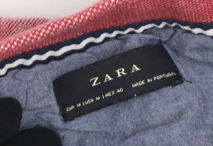 Zara Men's Red Polo Shirt - Size 12, Cotton, Casual