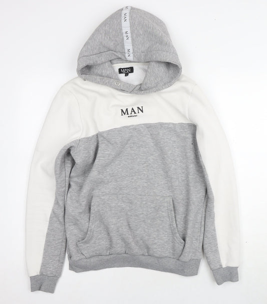 Mens UK Size S boohooMAN Grey Pullover Hoodie