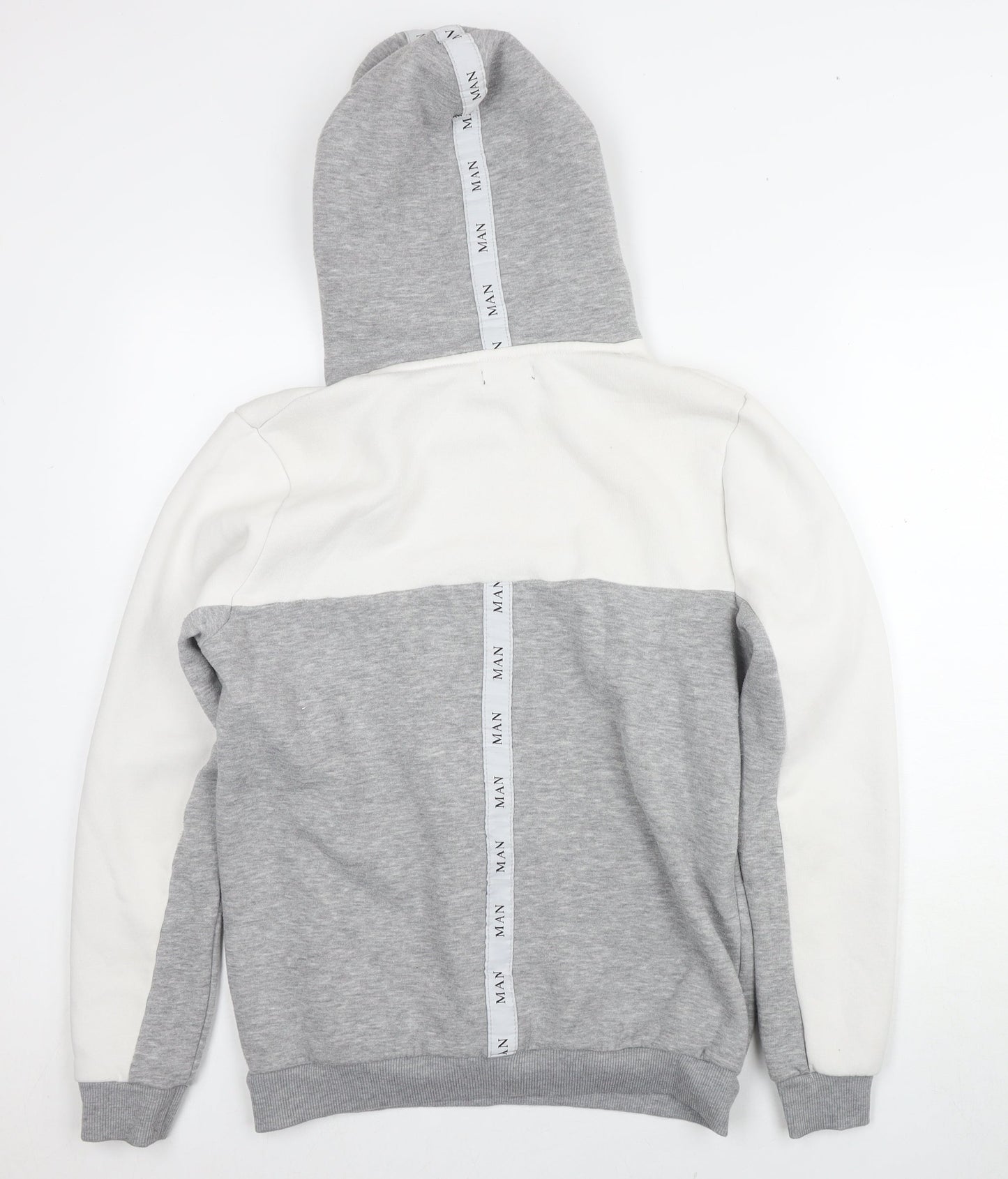 Mens UK Size S boohooMAN Grey Pullover Hoodie