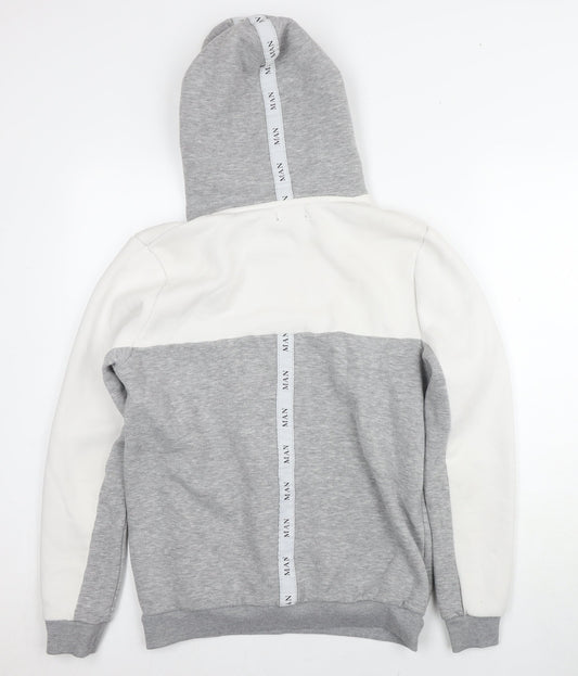 Mens UK Size S boohooMAN Grey Pullover Hoodie