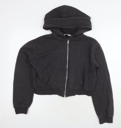 H&M Girls Black Full Zip Hoodie Size 12-14 Years