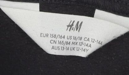 H&M Girls Black Full Zip Hoodie Size 12-14 Years