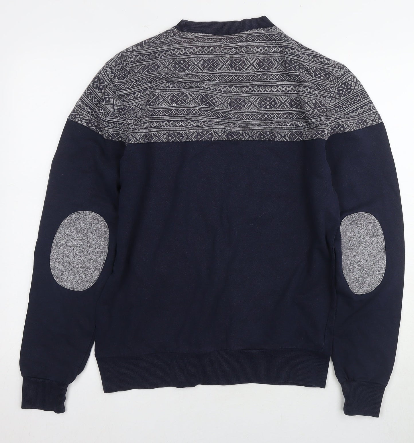 River Island Men's Blue Geometric Pullover Jumper M