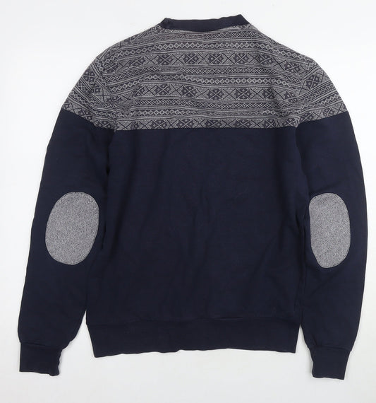 River Island Men's Blue Geometric Pullover Jumper M
