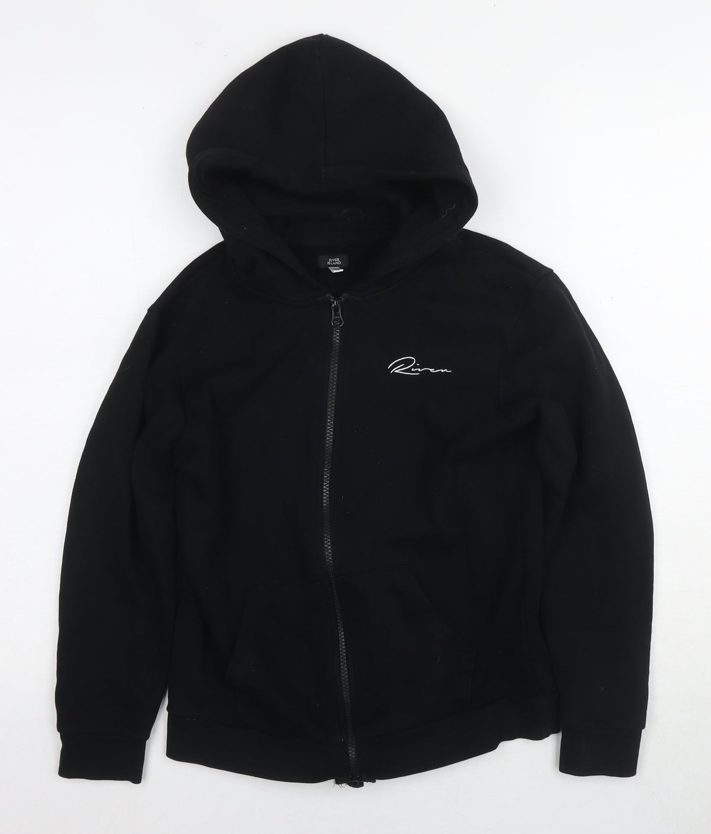 River Island Boys Black Full Zip Hoodie Size 9-10 Years