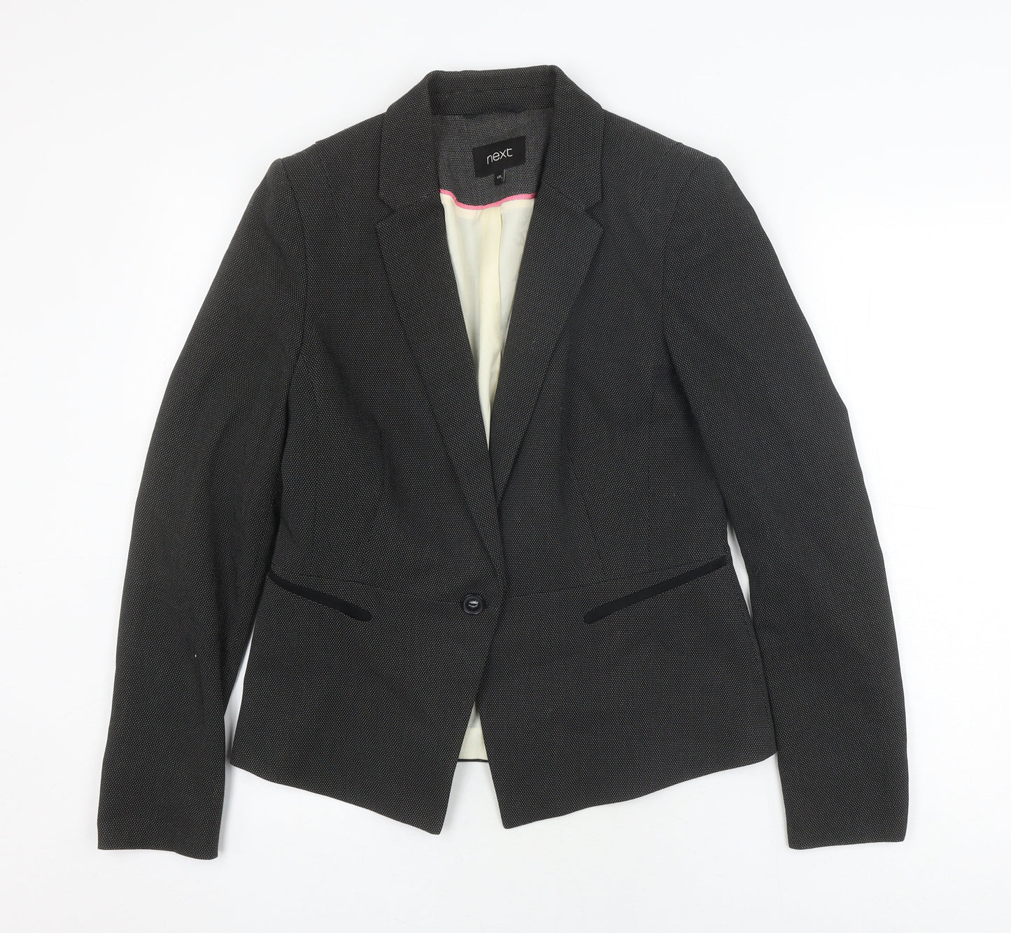 Next Women's Black Blazer UK 12 Herringbone Regular Fit