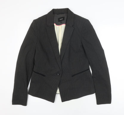 Next Women's Black Blazer UK 12 Herringbone Regular Fit