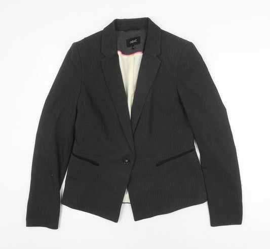 Next Women's Black Blazer UK 12 Herringbone Regular Fit