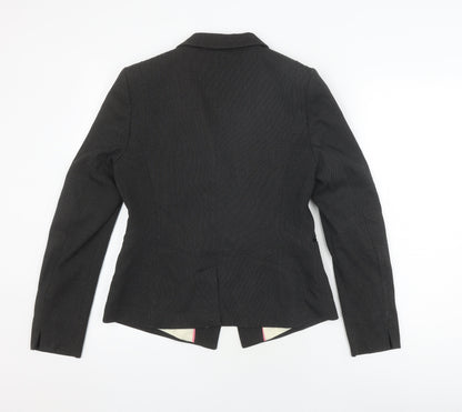 Next Women's Black Blazer UK 12 Herringbone Regular Fit