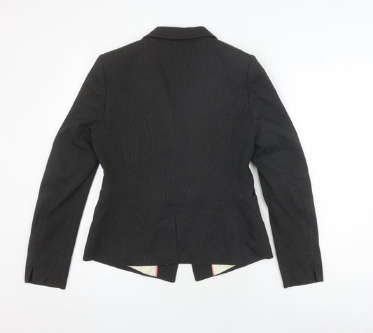 Next Women's Black Blazer UK 12 Herringbone Regular Fit