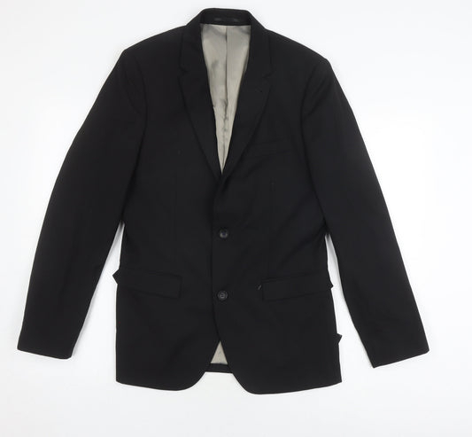 Mens UK Size 38 Topman Regular Black Suit Jacket