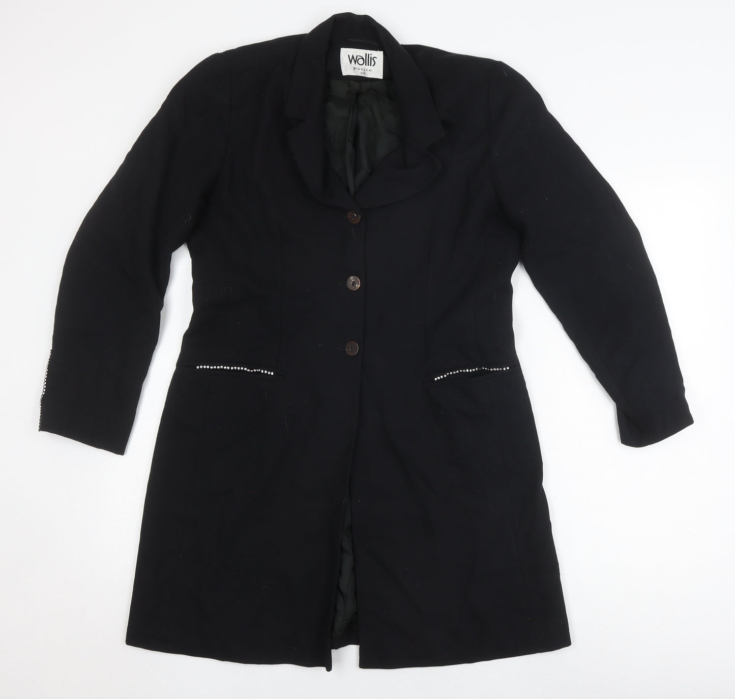 Womens UK Size 10 Wallis Black Overcoat