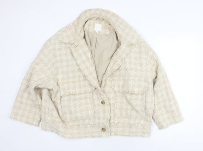 H&M Women's Beige Checked Bouclé Blazer XL