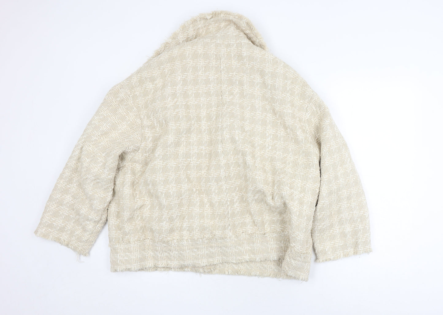 H&M Women's Beige Checked Bouclé Blazer XL