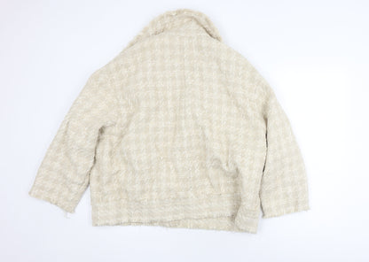 H&M Women's Beige Checked Bouclé Blazer XL
