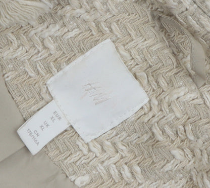 H&M Women's Beige Checked Bouclé Blazer XL