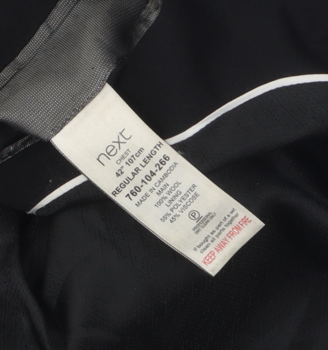 Mens UK Size 42 NEXT Regular Black Suit Jacket
