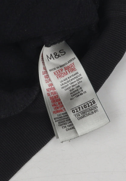 Marks and Spencer Girls Black Pullover Sweatshirt 8-9 Years