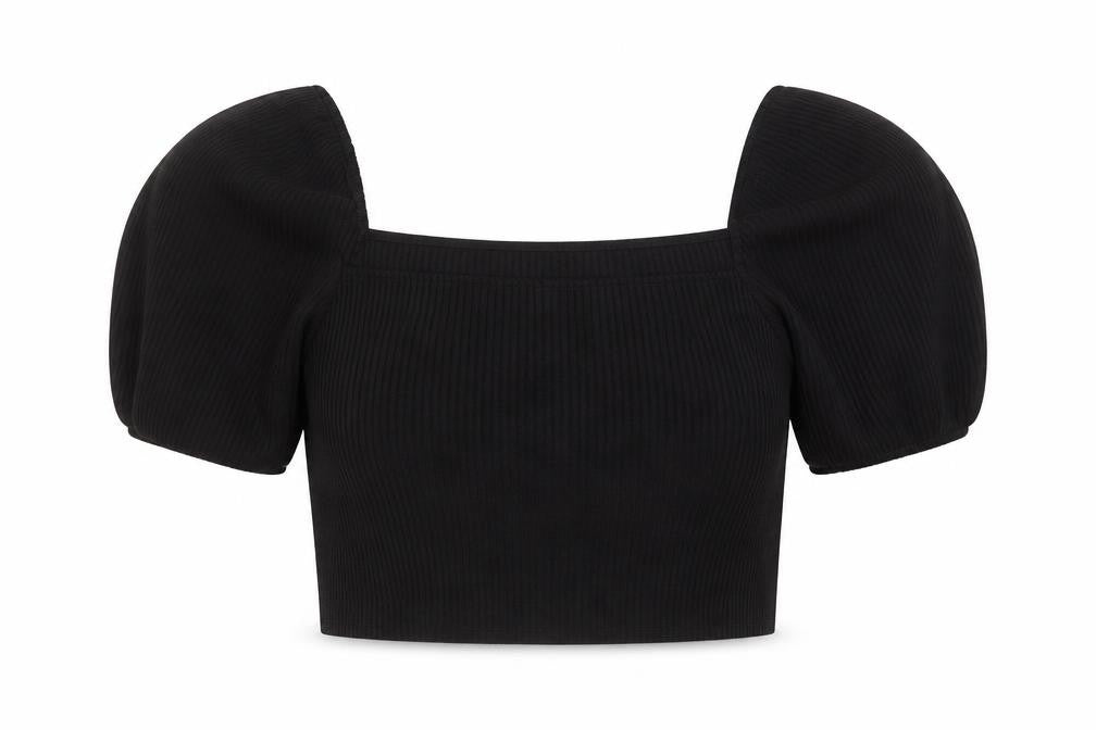 Womens UK Size L H&M Black Cropped Blouse