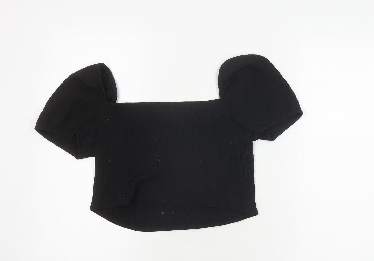 Womens UK Size L H&M Black Cropped Blouse