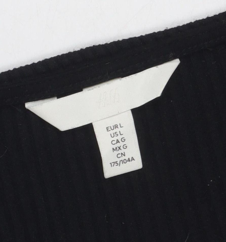 Womens UK Size L H&M Black Cropped Blouse