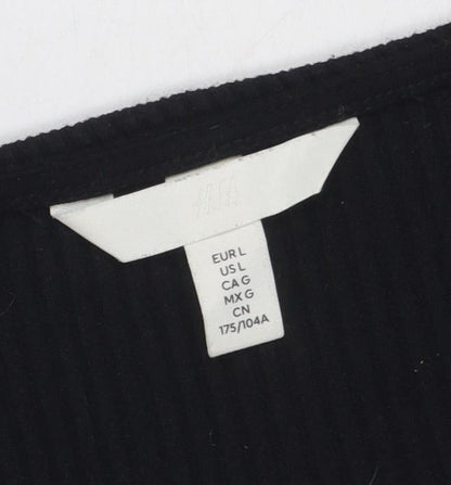 Womens UK Size L H&M Black Cropped Blouse