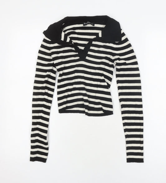 Womens UK Size S Stradivarius Black Cropped Polo