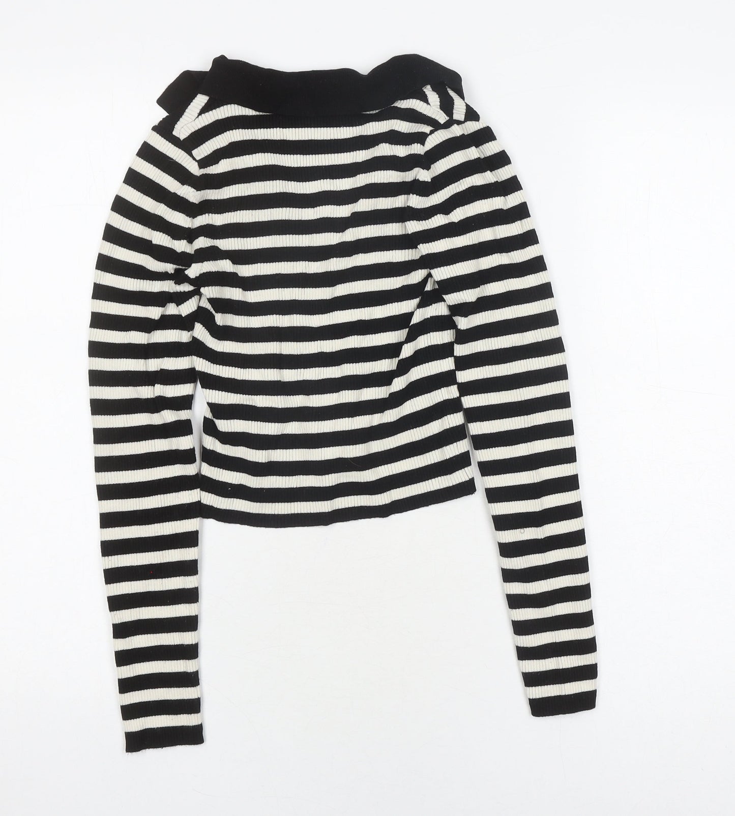 Womens UK Size S Stradivarius Black Cropped Polo