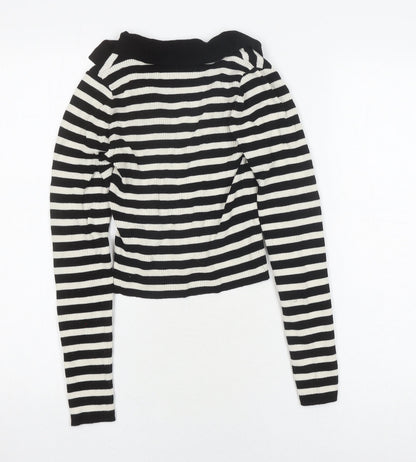 Womens UK Size S Stradivarius Black Cropped Polo