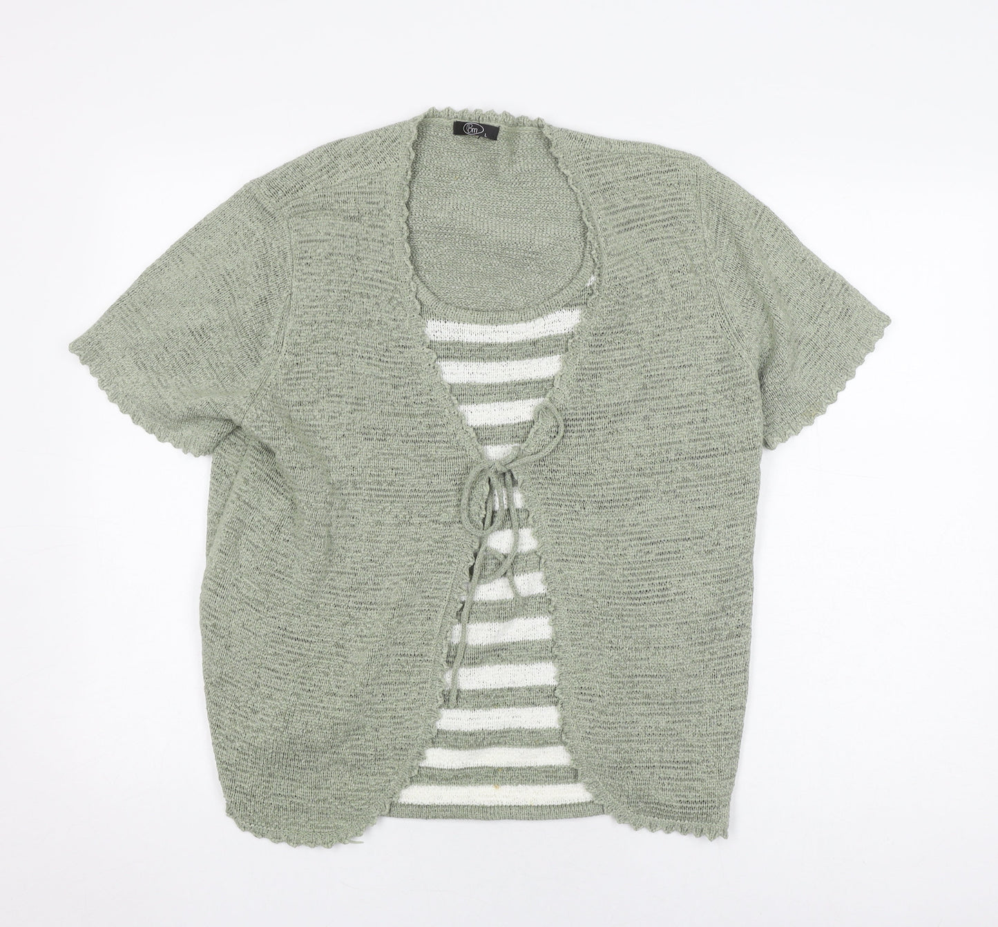 Womens UK Size L BM Green Cardigan Jumper