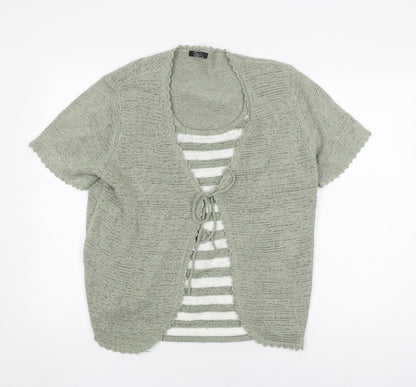Womens UK Size L BM Green Cardigan Jumper