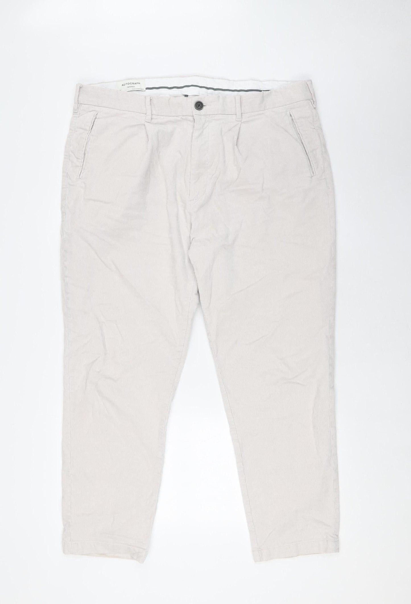 Marks and Spencer Men Beige Tapered Corduroy Jeans Size 38