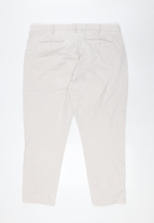 Marks and Spencer Men Beige Tapered Corduroy Jeans Size 38