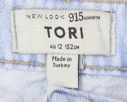 New Look Blue Teens Cut-Off Denim Shorts Cotton Size 152