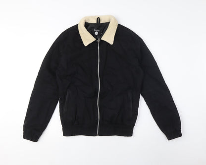 Mens UK Size S Boohoo Black Bomber Jacket