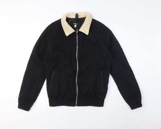 Mens UK Size S Boohoo Black Bomber Jacket
