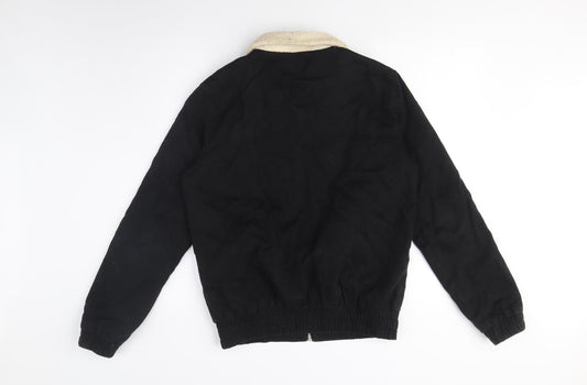 Mens UK Size S Boohoo Black Bomber Jacket