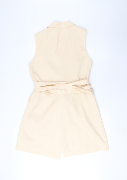 Missguided Women's Beige Sleeveless Belted Dress, Size 12