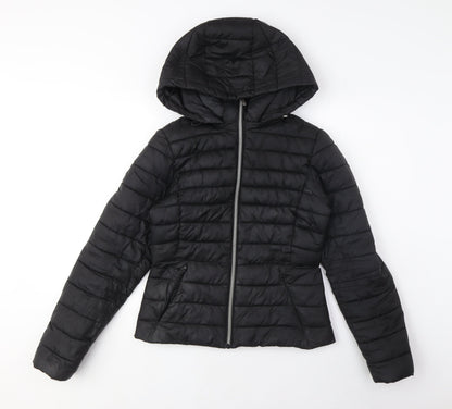Womens UK Size XS Zara Black Puffer Jacket